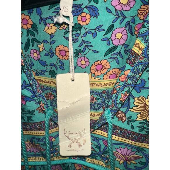 NWT SPELL DESIGNS FOLKTOWN TURQUOISE BLOUSE XS - Picture 5 of 9